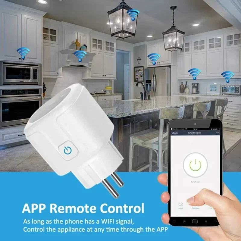 Tuya WiFi/Zigbee Smart Plug EU 16A/20A with Power Monitoring Timer Function Socket Compatible with Alexa Google Home Smart Life