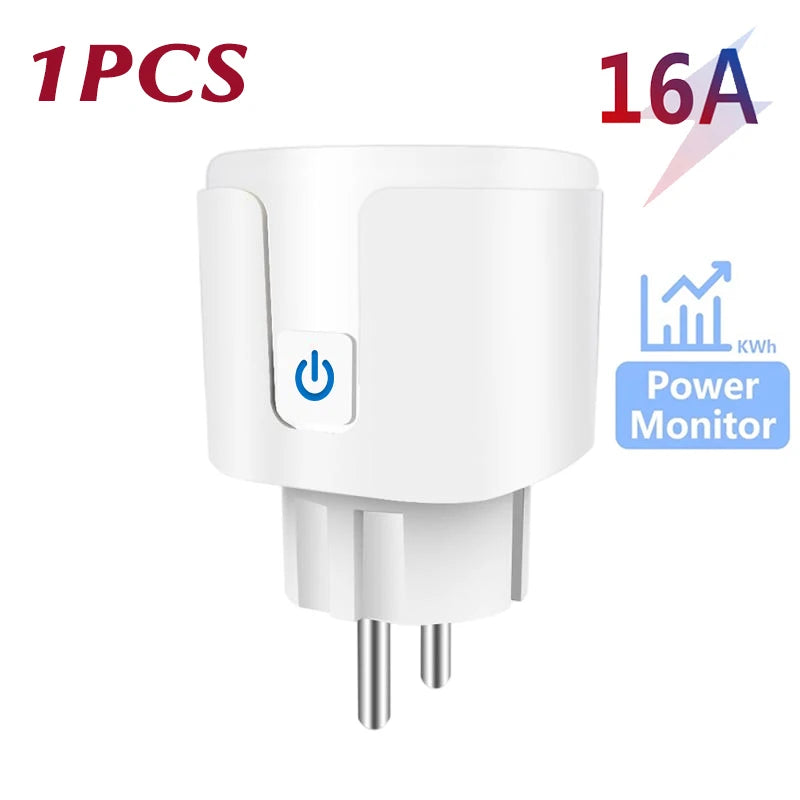 Tuya WiFi/Zigbee Smart Plug EU 16A/20A with Power Monitoring Timer Function Socket Compatible with Alexa Google Home Smart Life