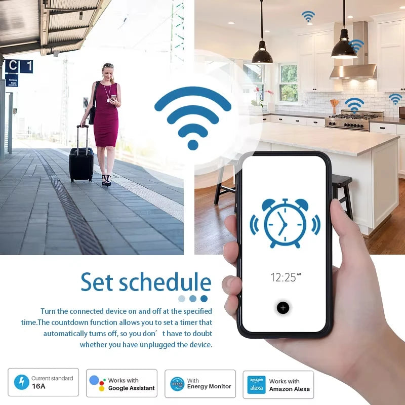 Tuya WiFi/Zigbee Smart Plug EU 16A/20A with Power Monitoring Timer Function Socket Compatible with Alexa Google Home Smart Life