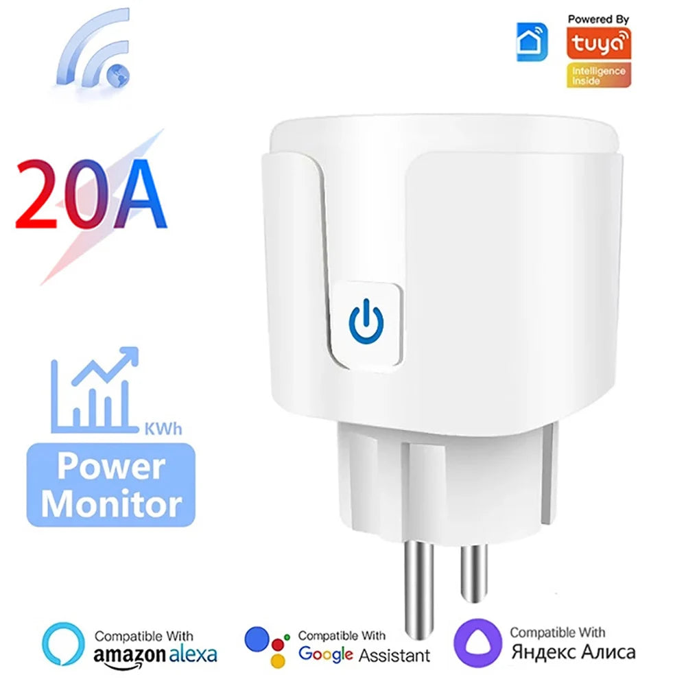 תקע חכם Tuya WiFi/Zigbee האיחוד האירופי 16A/20A עם ניטור חשמל פונקציית טיימר שקע תואם ל-Alexa Google Home Smart Life